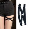 Womens Gothic Punk Elastic Thigh Garter Belt with Metal Star Pendant Leg Harness Straps Crisscross Bandages Leg Wraps