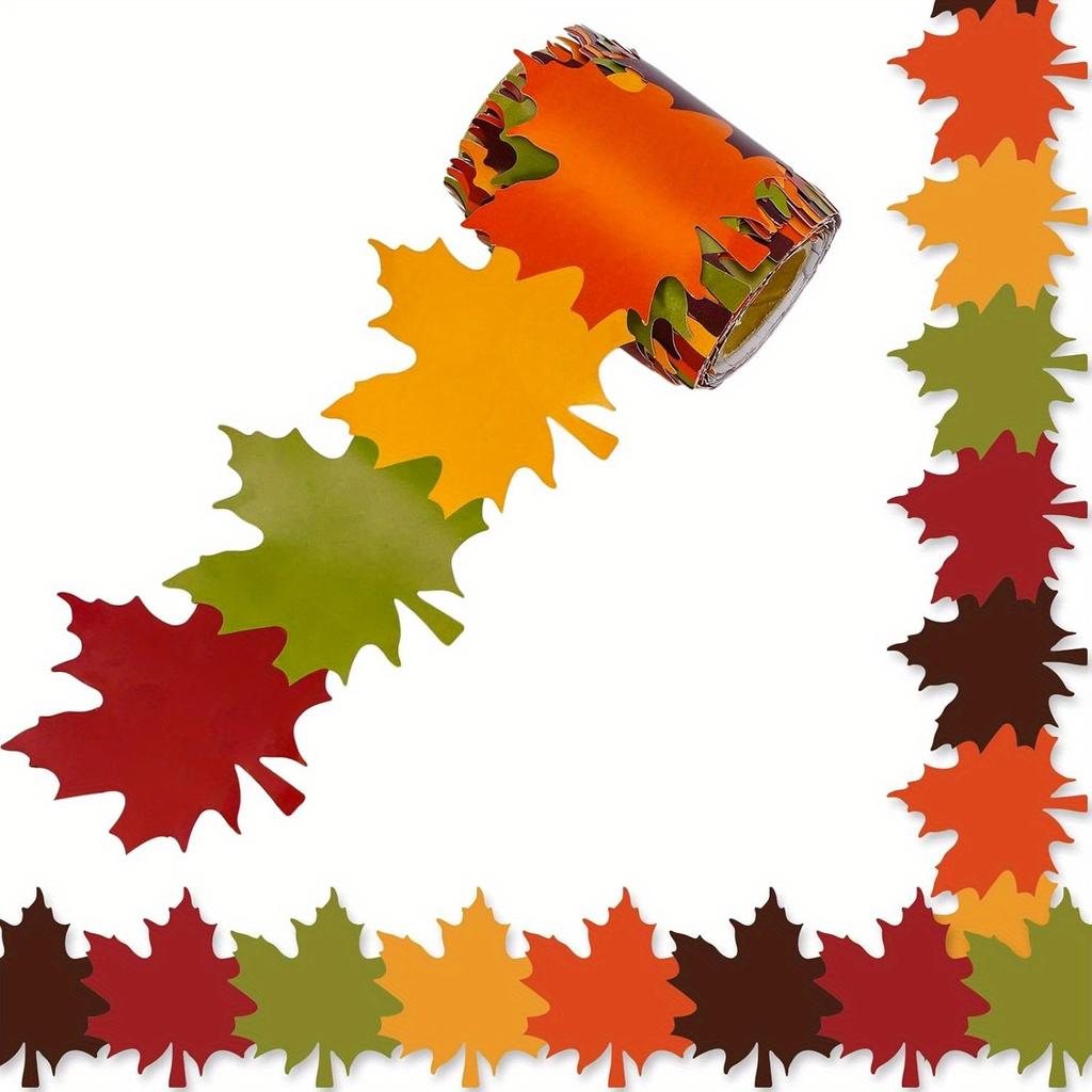 1 Rolle Herbst-Ahornblatt Stanz-Pinwand-Rand - Lebendige Herbst-Dekorationen für Thanksgiving, Klassenzimmer, Bürodekoration