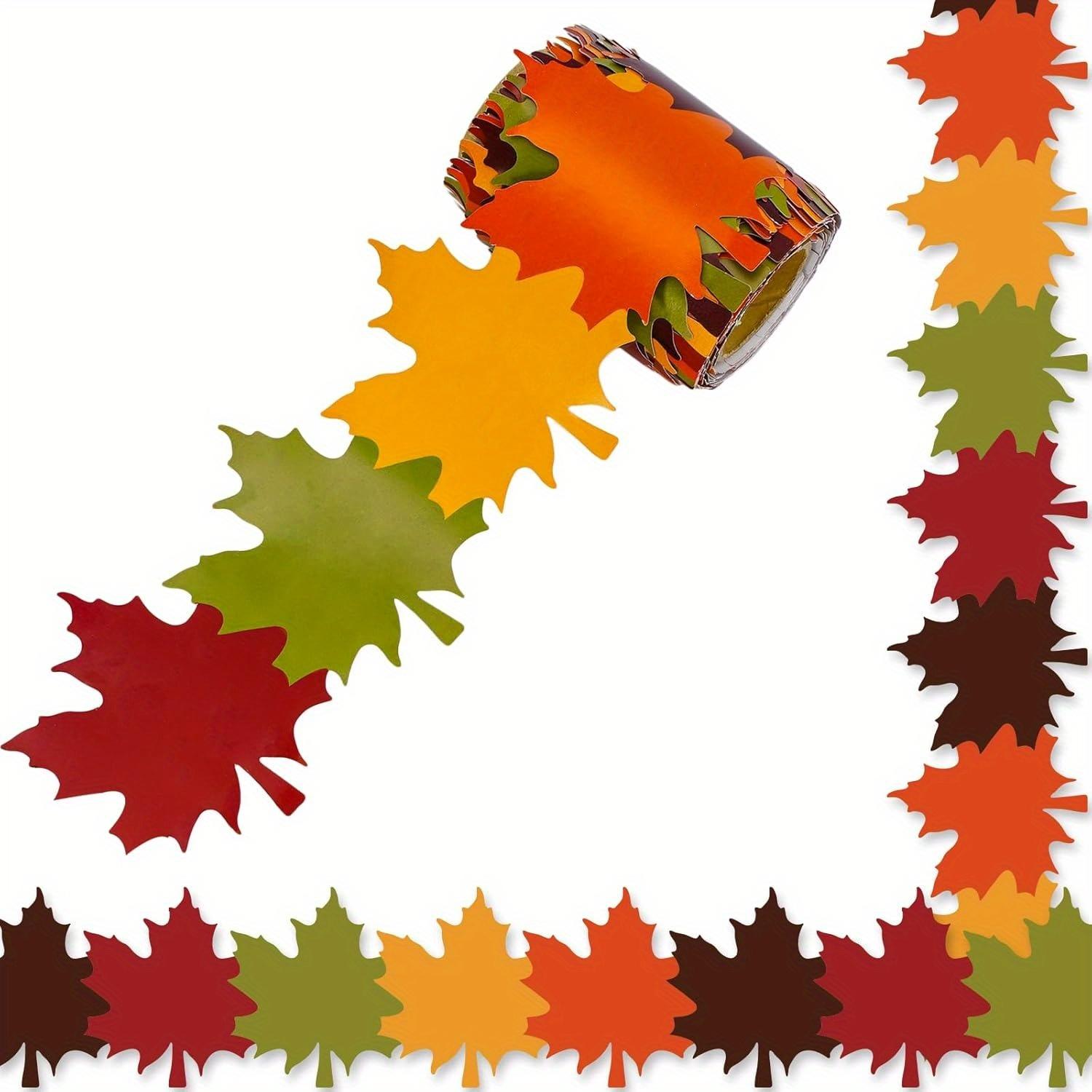 

1 roll Autumn Maple Leaf Die-Cut Bulletin Board Border -Vibrant Fall-Themed Decors for Thanksgiving,Classroom, Office Decoration