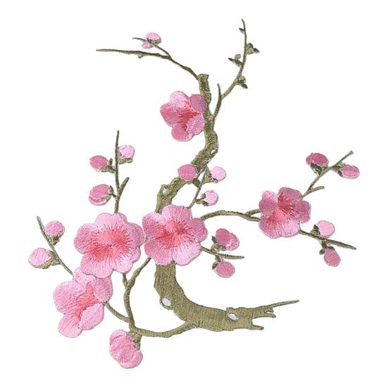 Cherry Blossom Iron-On Patch Blossom Plum Applique Patch Embroidered Flower Vines DIY Trim for Jeans Garment Women Clothing Jacket Backpack
