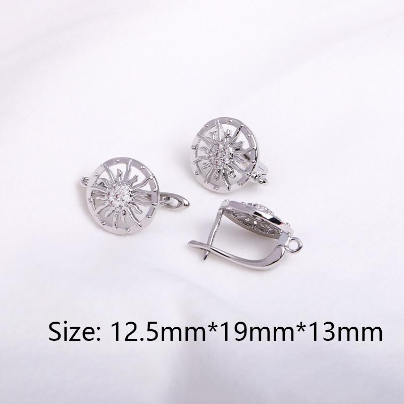 Earring Making Supplies 18K Gold Plated Inlaid Zircon Earring Hooks With Open Jump Ring,DIY Jewelry Accessories Wholesale