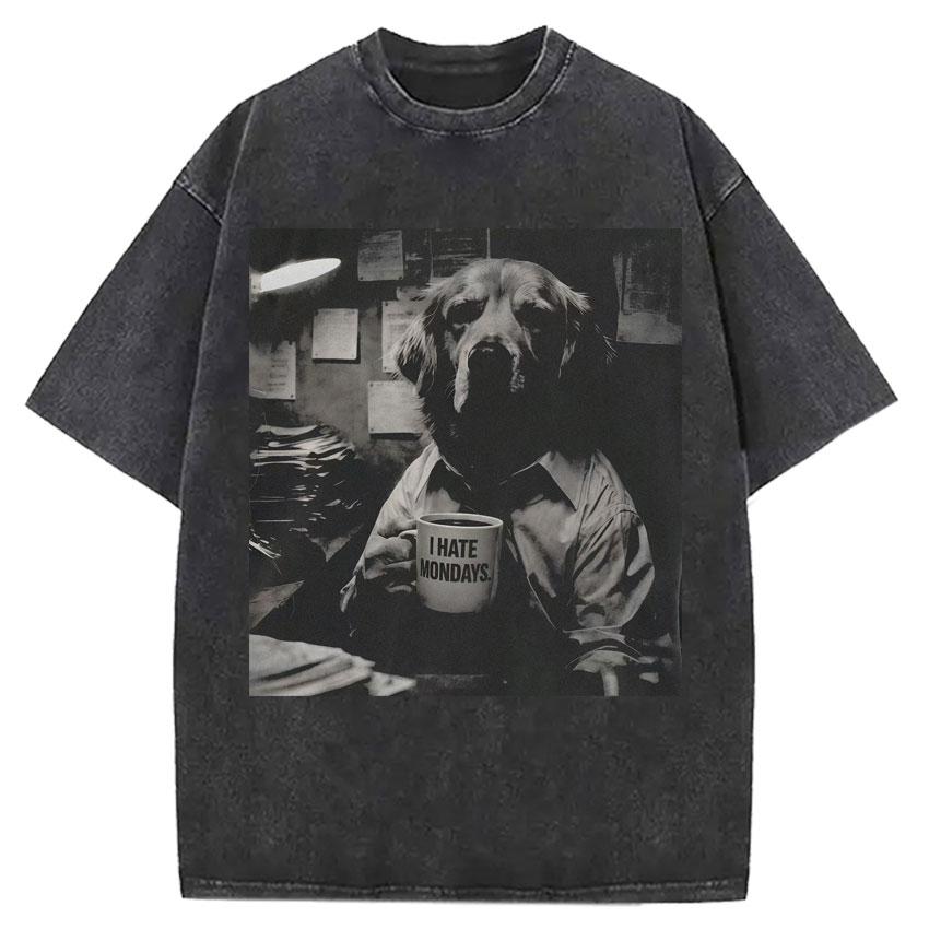 Funny Smoking Dog Cooking Tshrit Vintage Washed Tshirt S Oversized Loose Cotton Harajuku Tee Shirts Casual Streetwear Unisex
