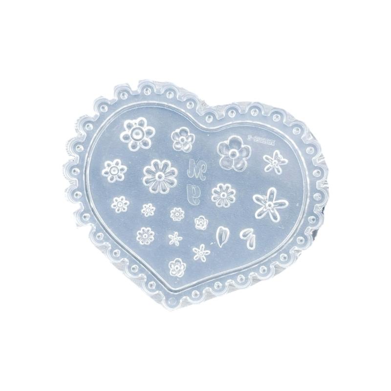 Silikon Nagelkunstform mit Pilz-, Ahornblatt-, Herzmustern für DIY Maniküre-Design, wiederverwendbare Vorlage