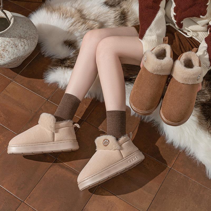 Winter Thick Plush Bag Heel Cotton Slippers Warm Home Cotton Shoes Comfortable and Non-slip Couple Warm Cotton Shoes