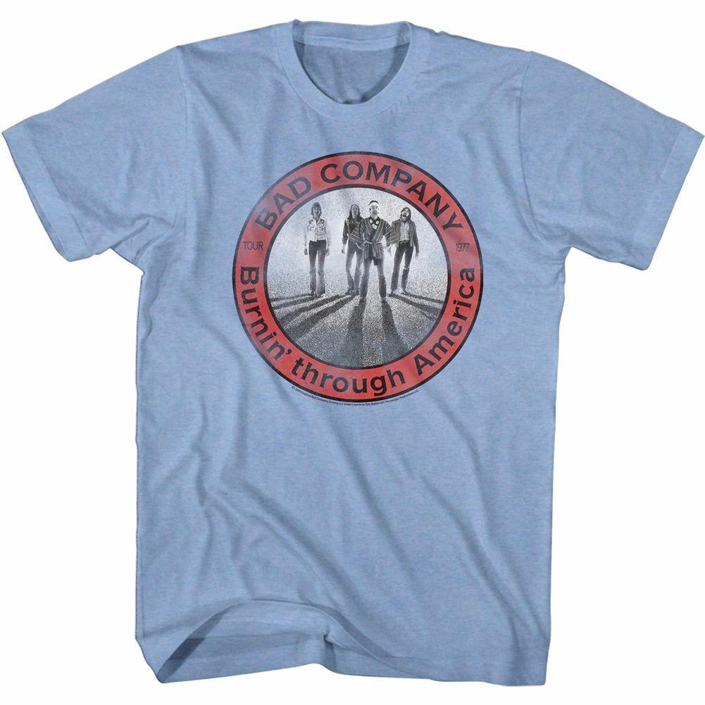 Bad Company Burning Circle Light Blue Heather Adult T-Shirt Mens Womens Tees Top M