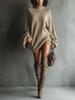 2026 Autumn Women's Retro Turtleneck Knit Mini Dress - Loose Fit Sweater Skirt