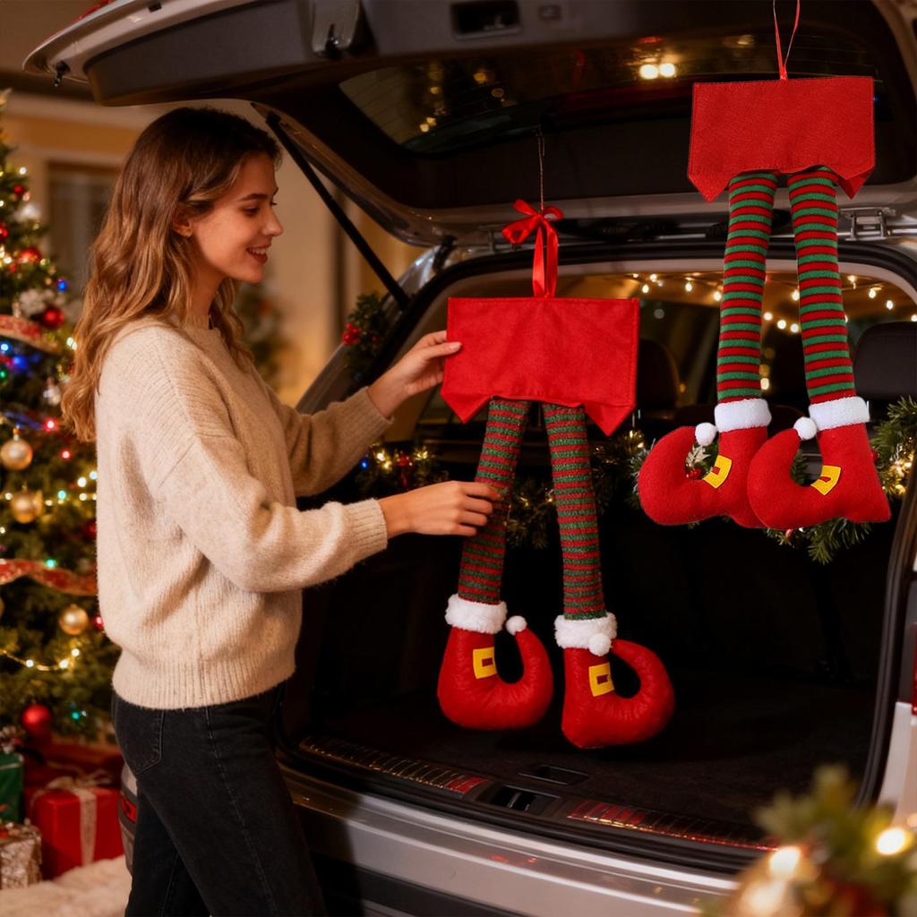 Car Trunk Ornaments Santa Claus Leg Decors Christmas Santa Claus Legs For Wreath For Tree Home Automobile SUV Truck Motorcycle