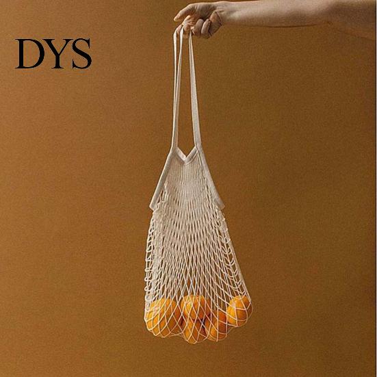Cotton Mesh Handbag Bag Reusable Grocery Tote with Long Handles Washable Eco-Friendly Shopping Lightweight Foldable Net for Fruits And Vegetables