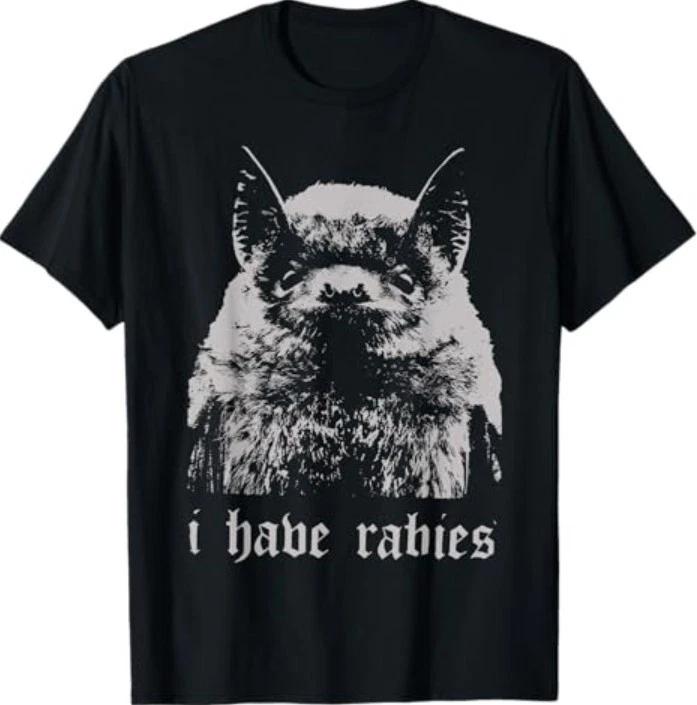 Vintage I Have Rabies Bat Funny Meme Quotes T-Shirt S