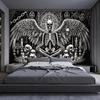 Dark Meditation Wings Skeleton Pentagram Chain Tapestry Background Hanging Cloth Cool Wall Decoration Room Decoration