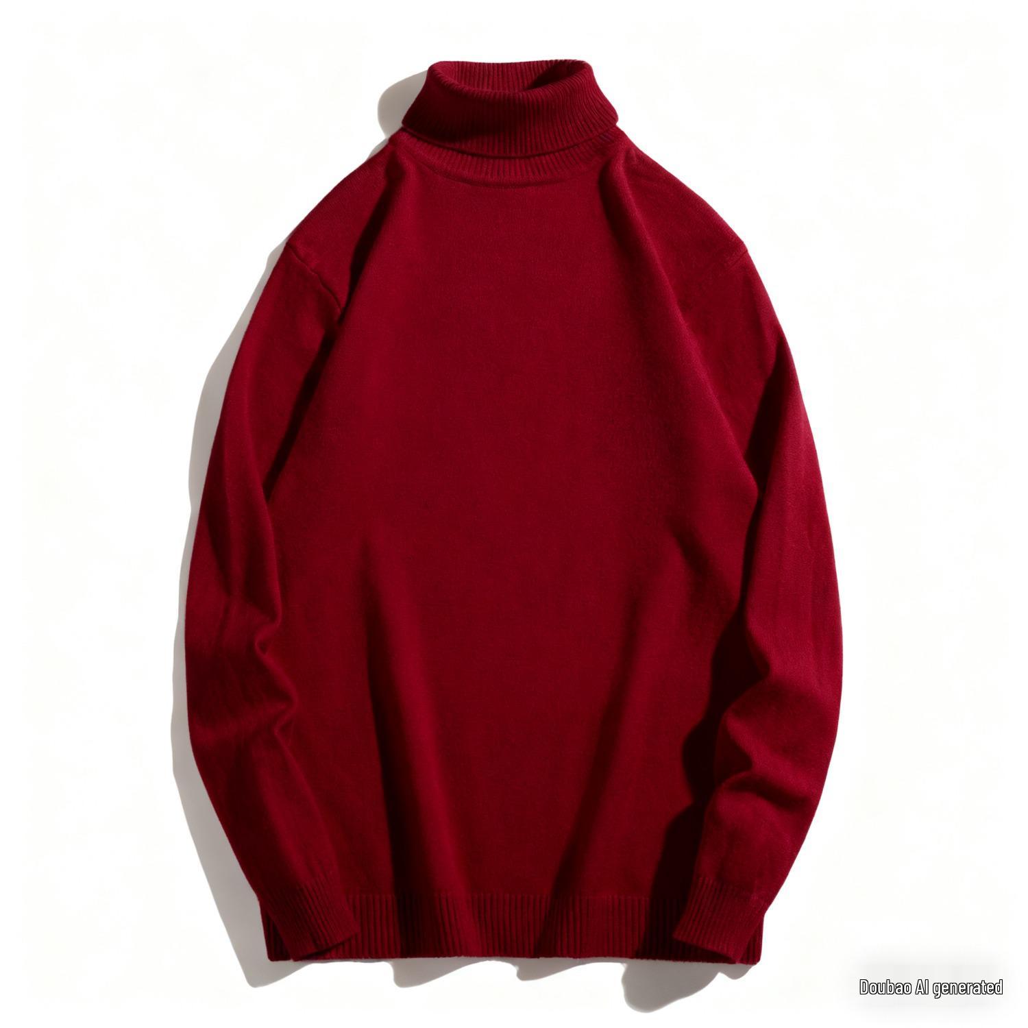Men s Trendy Korean-Style High-Neck Slim Knit Sweater - Warm and Casual Winter Wear M