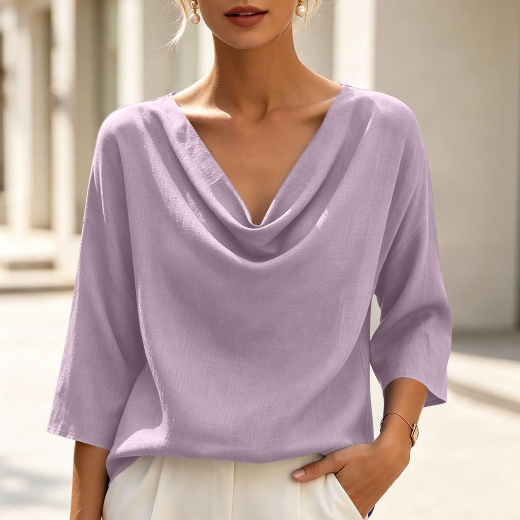 Women's Casual V-Neck Loose Pullover Top