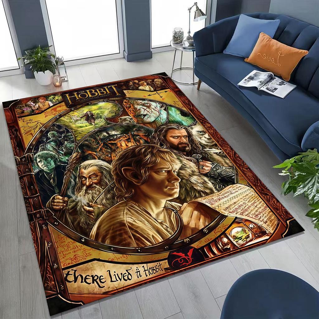 3D L-Lord of The Rings H-Hobbit Movie Board Rug for Bedroom Living Room Sofa Home Doormat Decor, Large Kids Non-slip Floor Mat