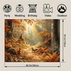 2D plane, 1 piece of a forest autumn frost background banner, scene of fox and squirrel - sunlight falling on the leaves