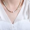 Gold Plated Light Blue Natural Stone Beaded Baroque Pearl Necklace