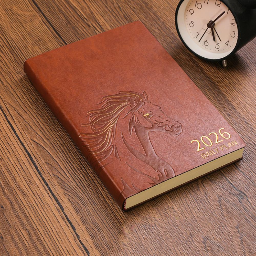 Wear-resistant 2026 Schedule Planner Notepad Pu Leather Office Work Planner  Stationery