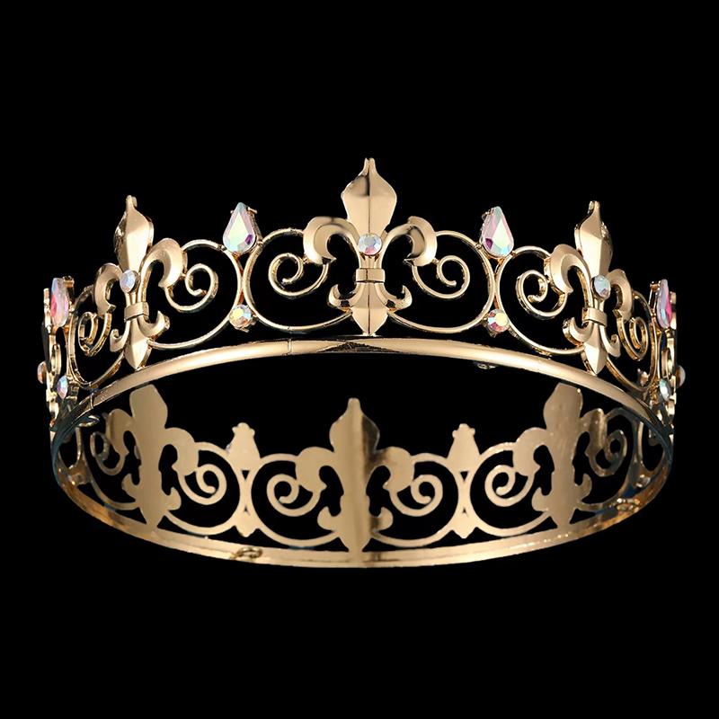 Simplicity King Queen Crown Bridal Hair Accessories Round Tiaras Ceremony Banquet Party Accessory Men Women Adult Ceremony Crown
