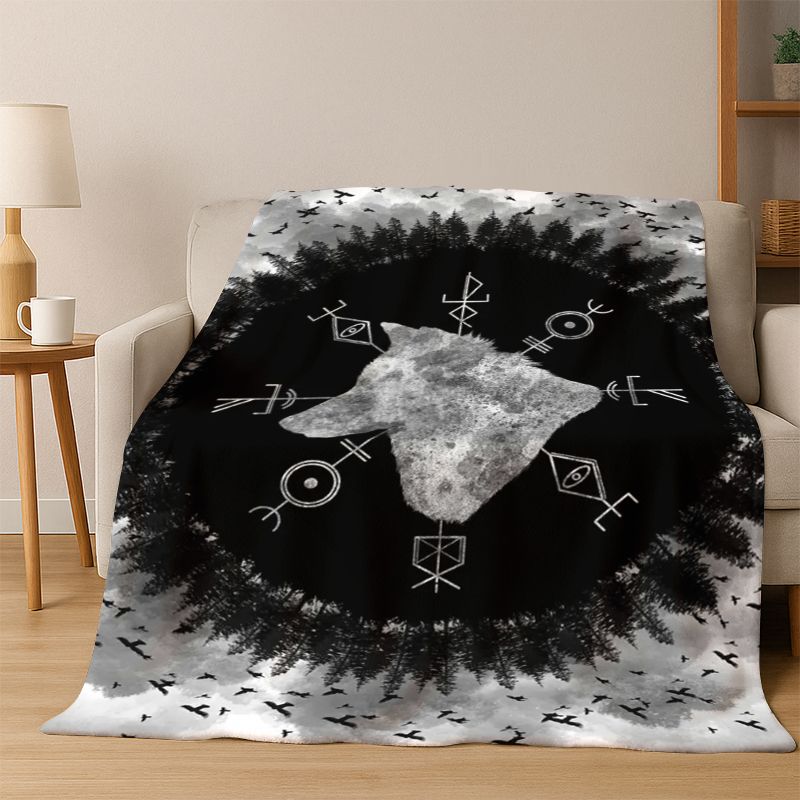 Guerrero VikingoSímbolo Valknut Nórdico Valhalla Manta de Franela Suave Cálida Manta de Sofá para Dormitorio Sala de Estar Cama Viaje Camping