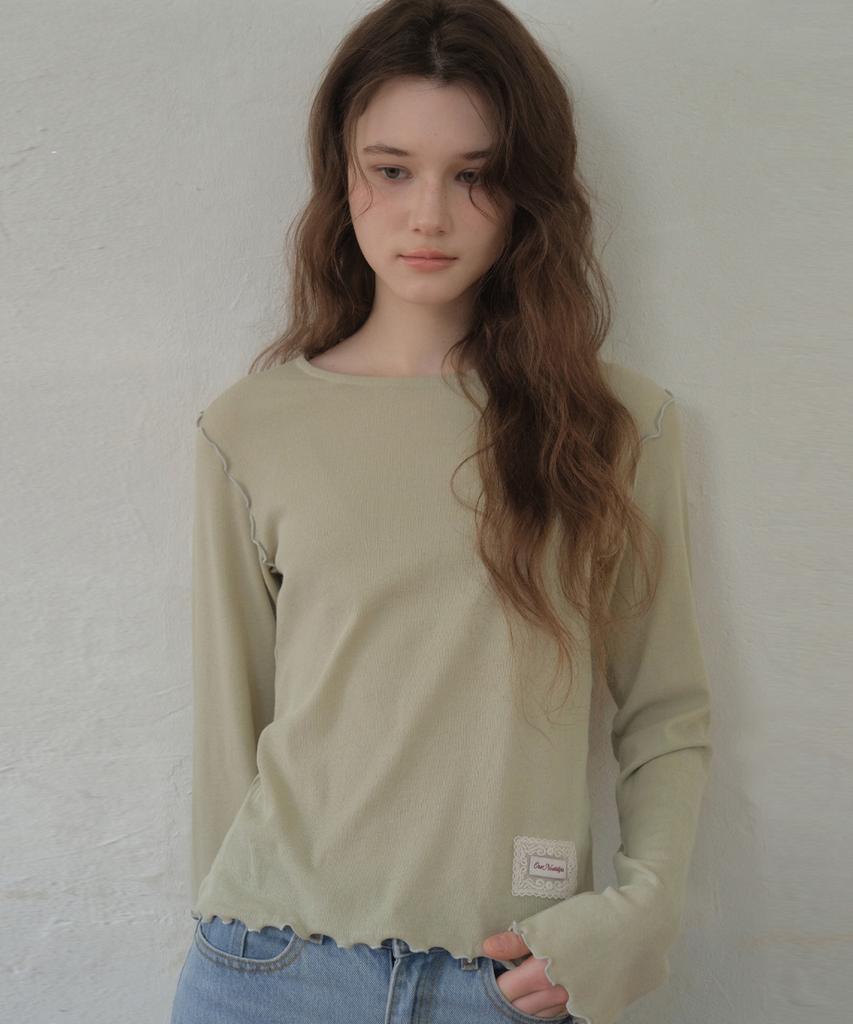 Aueonoseuteljia Lisse Merrow T-Shirt_Pistachio(O26Tp01)