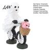Artistic Halloween Resin Craft Ghost Riding Bicycle Figurine, Spooky Desk Shelf Decor for Funny Rider Desktop Accessory Home Entryway, Hand-Painted