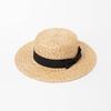 New Fashion Casual Hand-woven Treasure Grass Bow Webbing Flat Top Hat Sunshade Straw Hat Trendy and Versatile