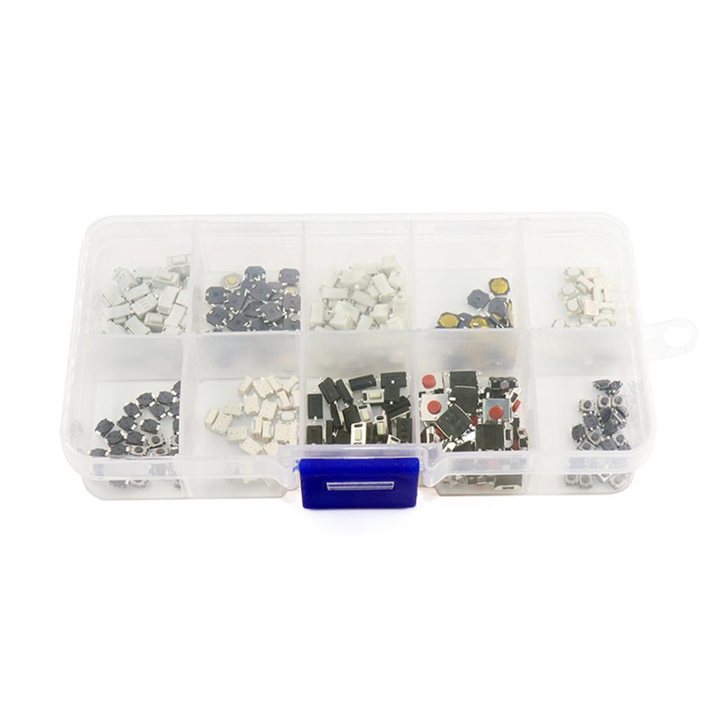 250Pcs Tactile Push Button Switches 10 Types Patches Switches Buttons Car Remote Control Key Button Touch Microswitch