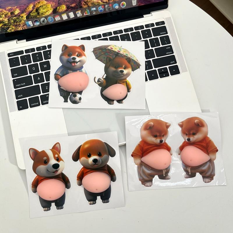 3D Shiba Inu Pinch Stickers Cartoon Stress Relief Squeezed Sticker Office Onament  Students Exchange Gift Diy Stickers