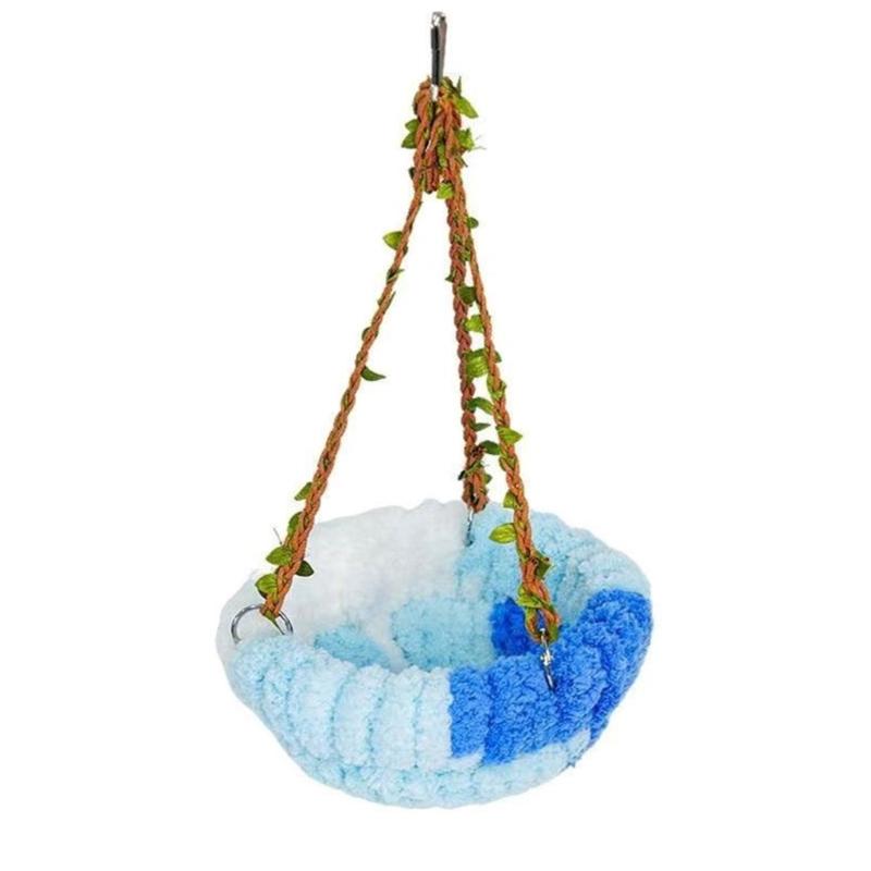 Amaca-Casetta Sospesa per Uccelli con Morbido Design in Peluche Nido Multifunzionale per Pappagalli per Riposo Gioco Attività in Gabbia Confortevole