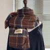 Cashmere Red Plaid Scarf Plush Wool Scarves Simple Cashmere Scarves  Lady