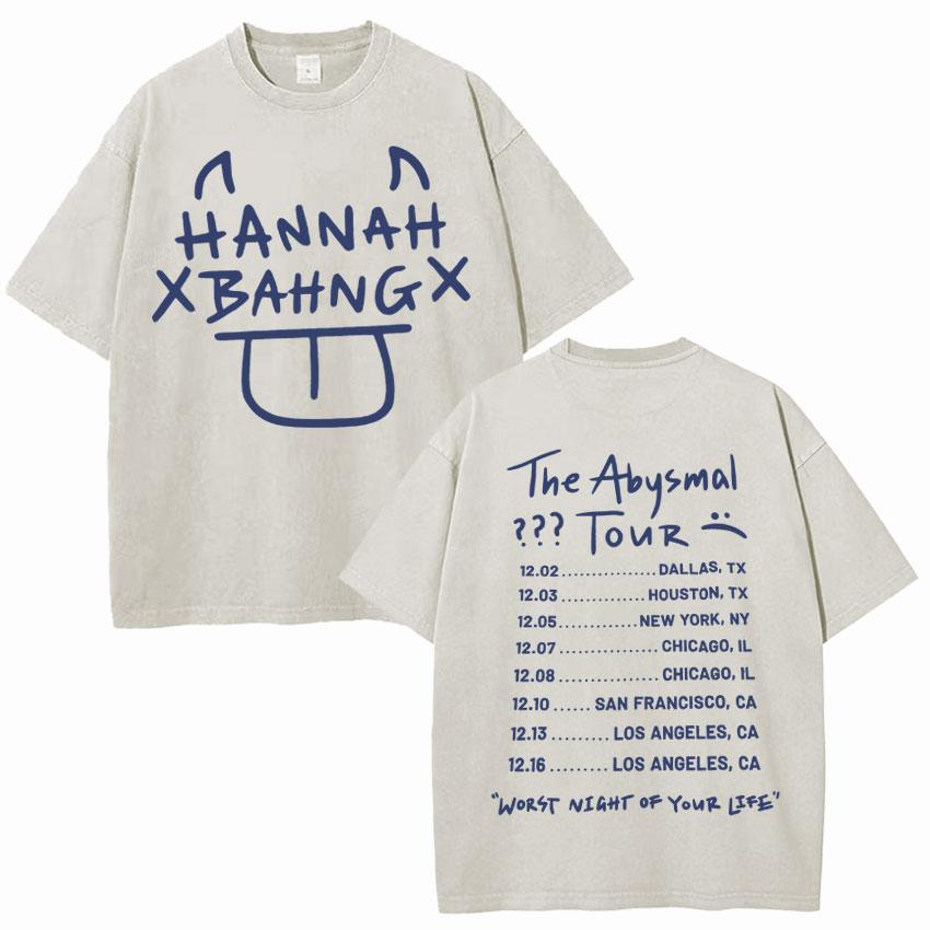Summer Funny Hannah Bahng Blue Graphics Vintage Washed Tshirt Streetwear Men Harajuku Short Sleeve TShirt Pop Oversized Clothes