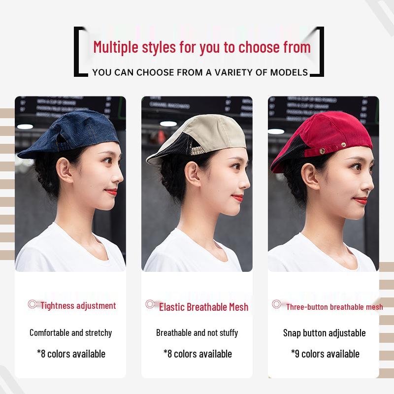 Adjustable Waiter Work Beret for Men & Women – Custom Logo Printing, Ideal for Baking & Catering