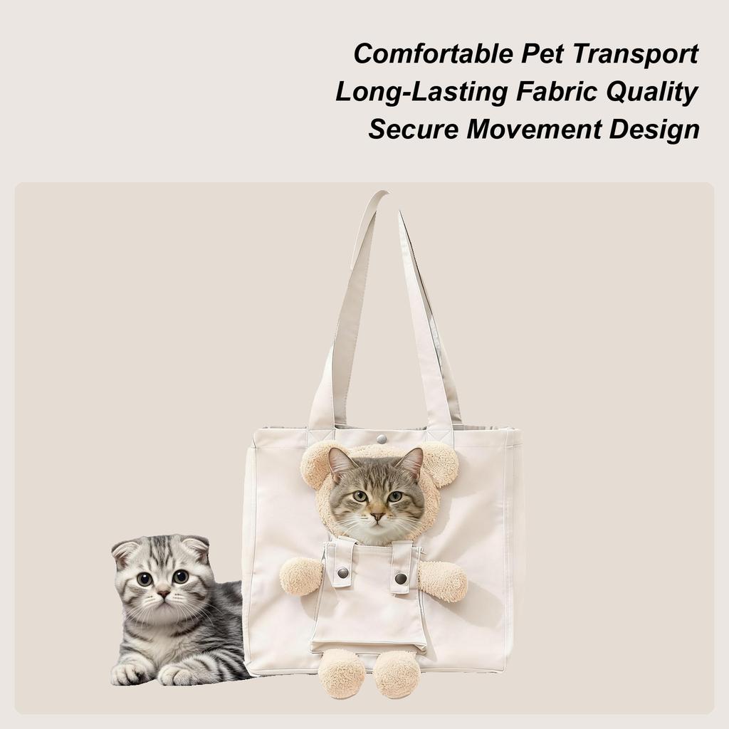 Cat Carrier Bag Bear-Shaped Puppy Carrying Handbag Puppy Tote Bag For Outdoor Shopping Camping Daily Walks Short Trips