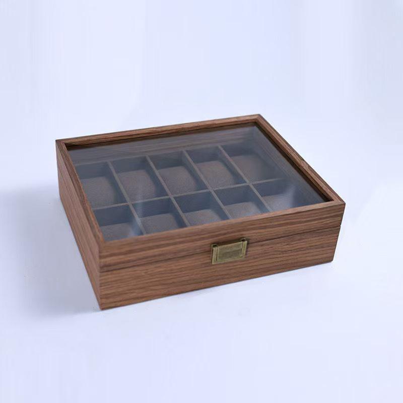 Retro Spot Wooden Watch Storage Display Box Black Walnut Collection Box Household 2-digit 4-digit Jewelry Storage Box