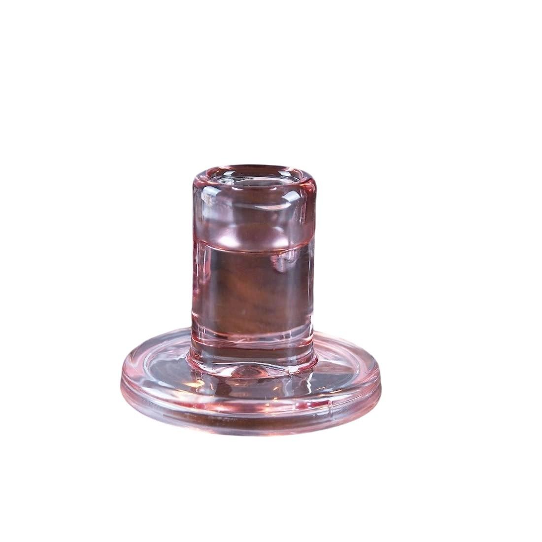 Glass T-Shaped Candle Holder Wedding Centerpiece Candle Sticks Holders Vase Clear Glass Taper Candlestick Holder (Purple,Medium)