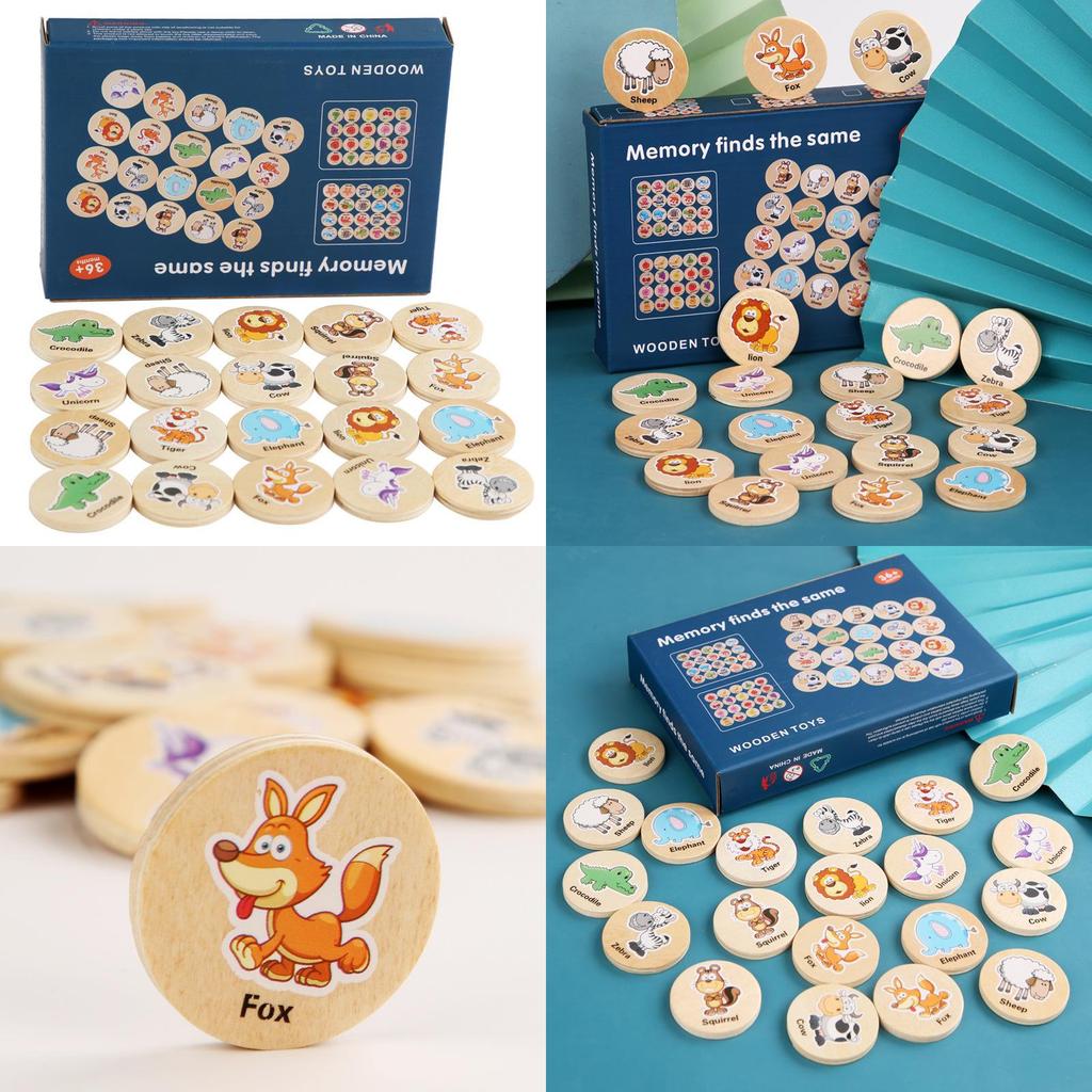 Wooden Educational Matching Puzzle For Children With Forest Animal Fruit Theme For Early Learning