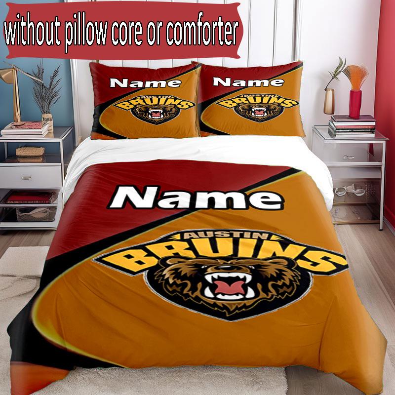 3pcs Duvet Cover Set (1*Duvet Cover + 2*Pillowcase, Without Core), Custom Name North Sydney Bears Pattern Bedding Set, Home Bedroom Decor Gift