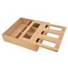 Bamboo Kitchen Bag Organizer Holders 21 Stickers Markable Kitchen Storage Holders with 4 Slots for Home Kitchen