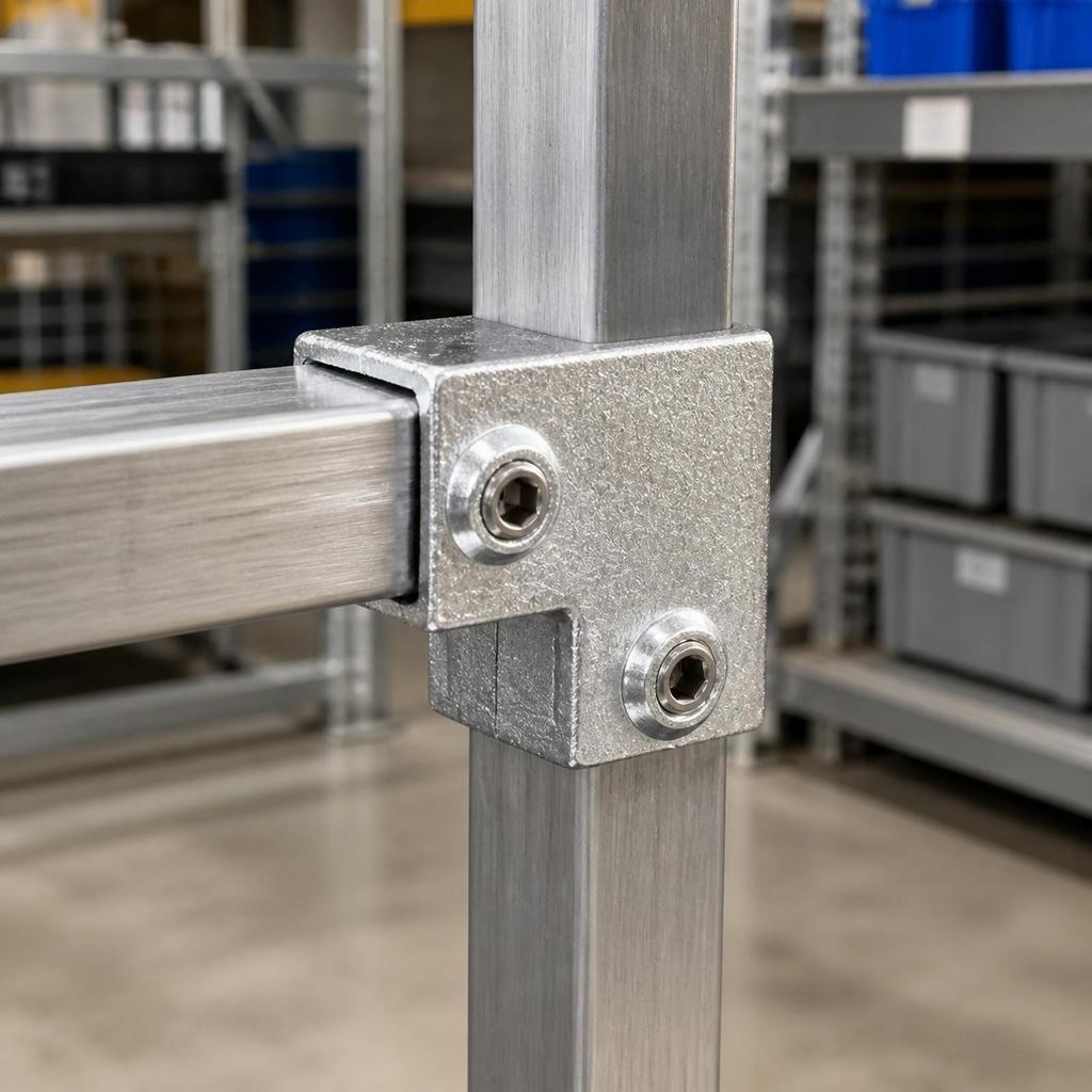 Heavy Duty Square Tube Connector Weldno-Weld Silver Hardware Straight