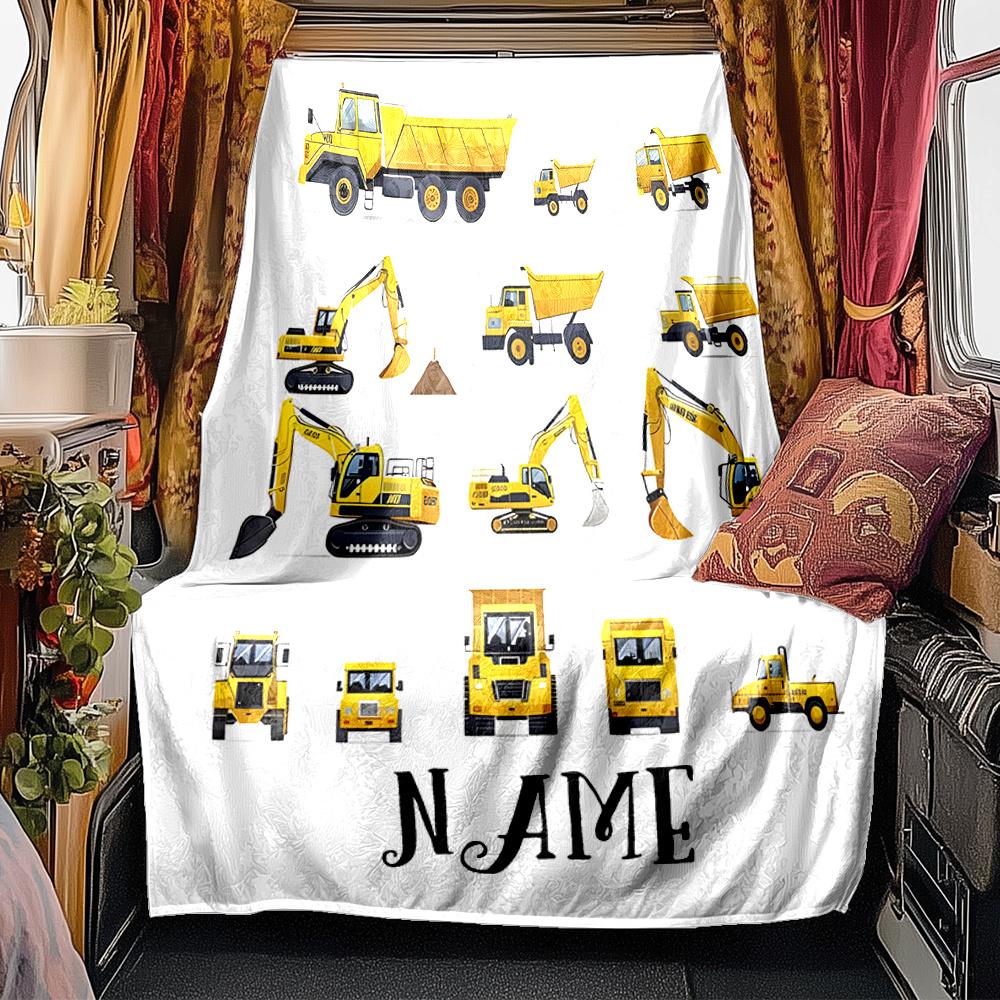 Construction Vehicles And Equipment Showcase Blanketcustomize Your Name Lightweight Comfortable And Stylish Blanket For Travel Bed Home Chair Office