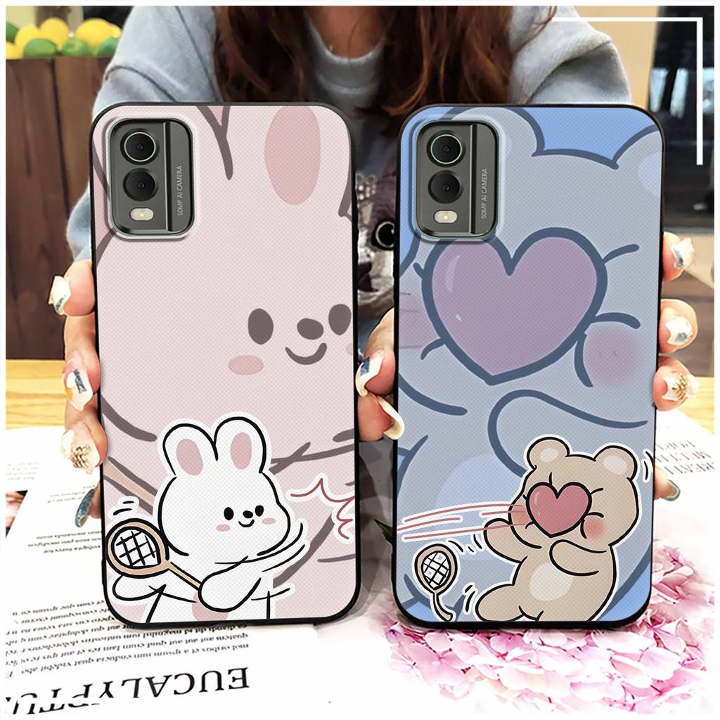 Durable Back Cover Phone Case For Nokia C32 Full Wrap Anti-knock Fashion Design Soft Case Graffiti Silicone TPU Cute