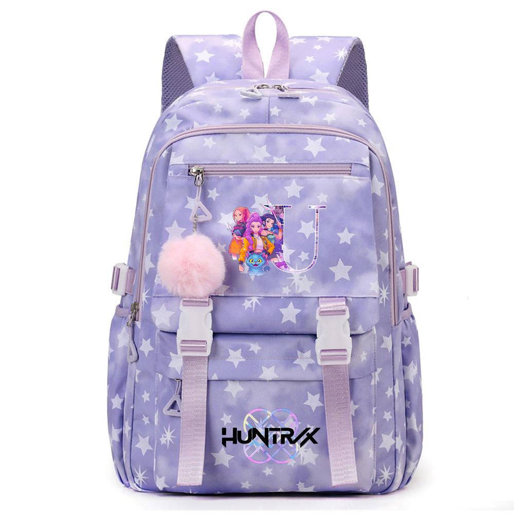 Cute 26 English Letters Printed Backpack for Teenager Student Girl Boy Bookbag Schoolbag Large Capacity Waterproof Travel Bag Gift Rucksak