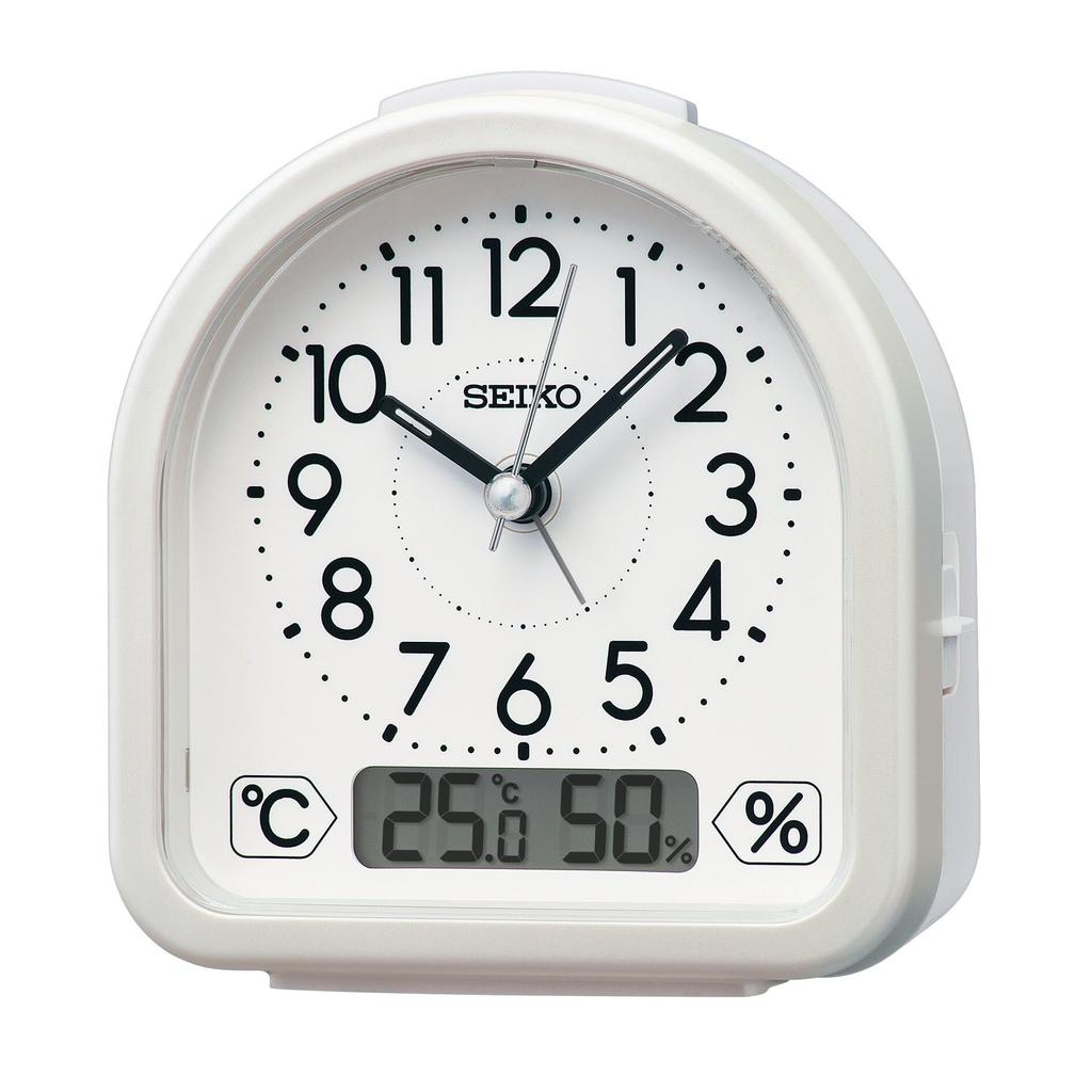 Seiko Clock Alarm Table Temperature and Humidity 112 x 108 x 54 KR522W Clock, Clock, Analog, Display, White, mm,