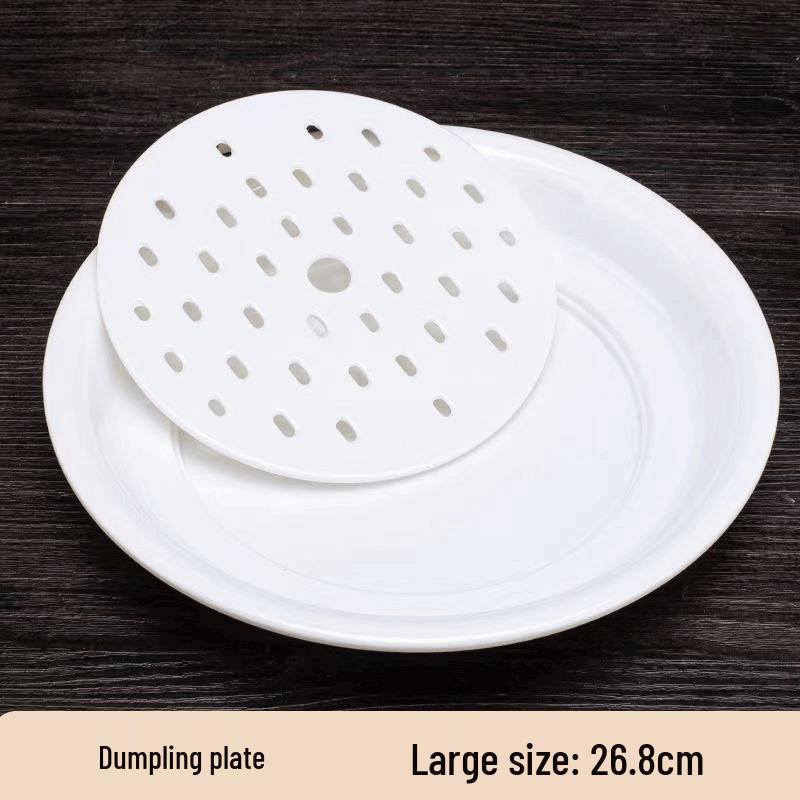 Large Melamine Round Draining Dumpling Plate