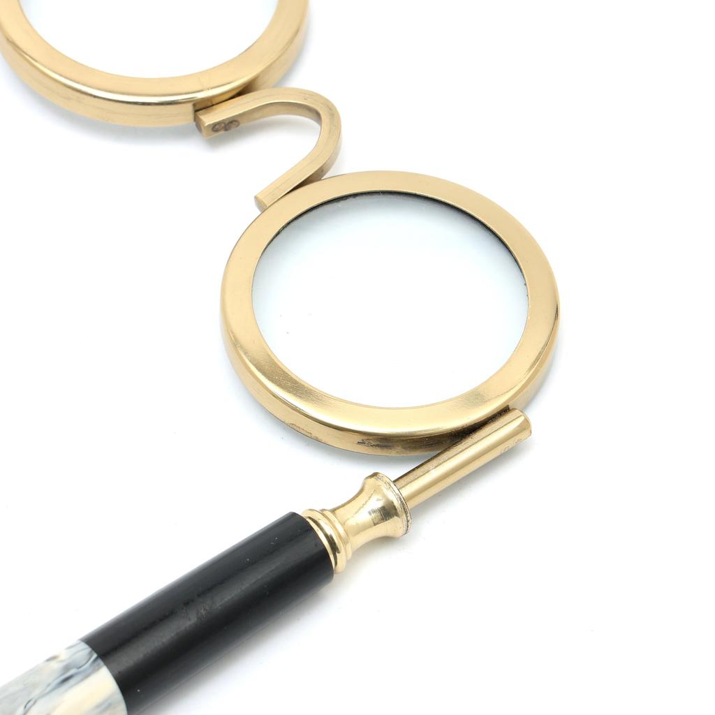 Antique Style Dual Viewer Magnifying Glass With Gold Finish