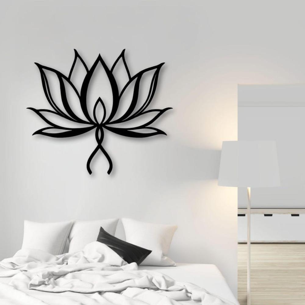 Lotus Metal Wall Art Minimalist Flower Silhouette Yoga Decor Spiritual Home Zen Mandala Inspired