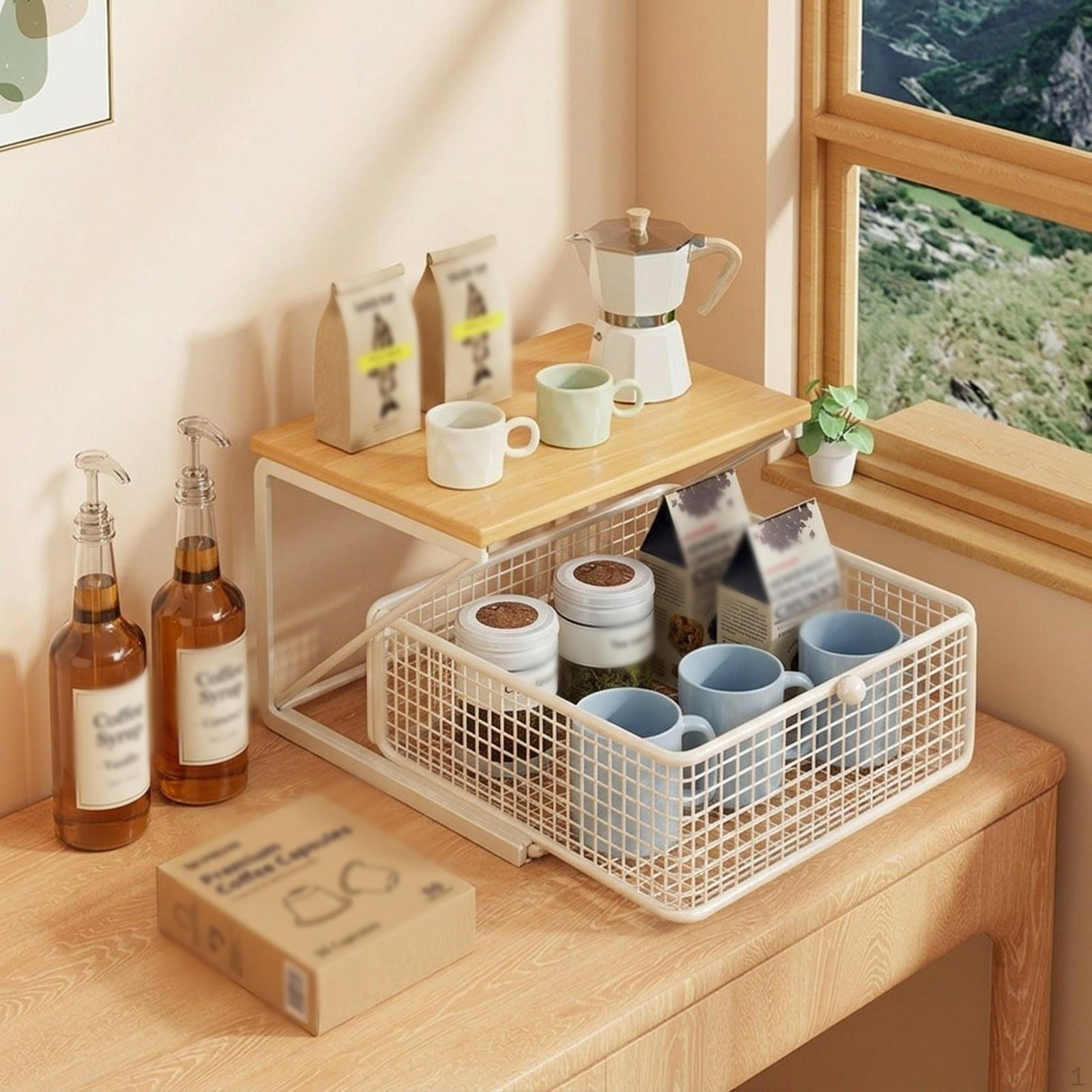 

Coffee Station Organizer Storage Holder High Capacity Multipurpose Pod Drawer for Cabinet