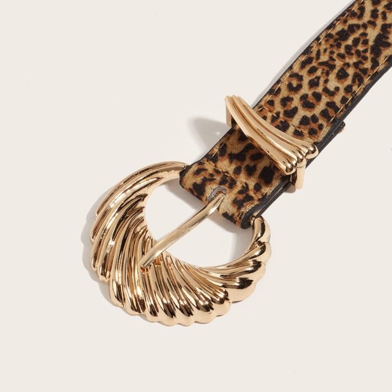 Unique Waist Belt Leopard Print Chain for Cowboy Cowgirl Stylish Buckle Retro Waistband Waist Chain Belt