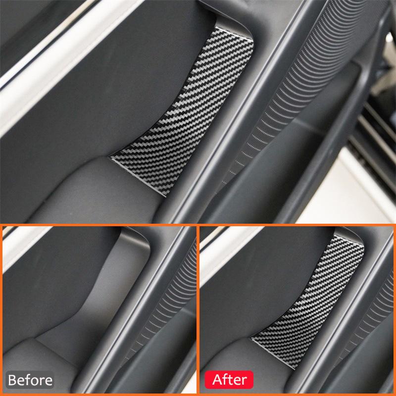 4 Piezas Para Ford Mondeo - Fibra de Carbono Panel de Tapa Decorativa para Tirador Interior de Puerta de Coche Pegatina Decorativa Accesorios Interiores