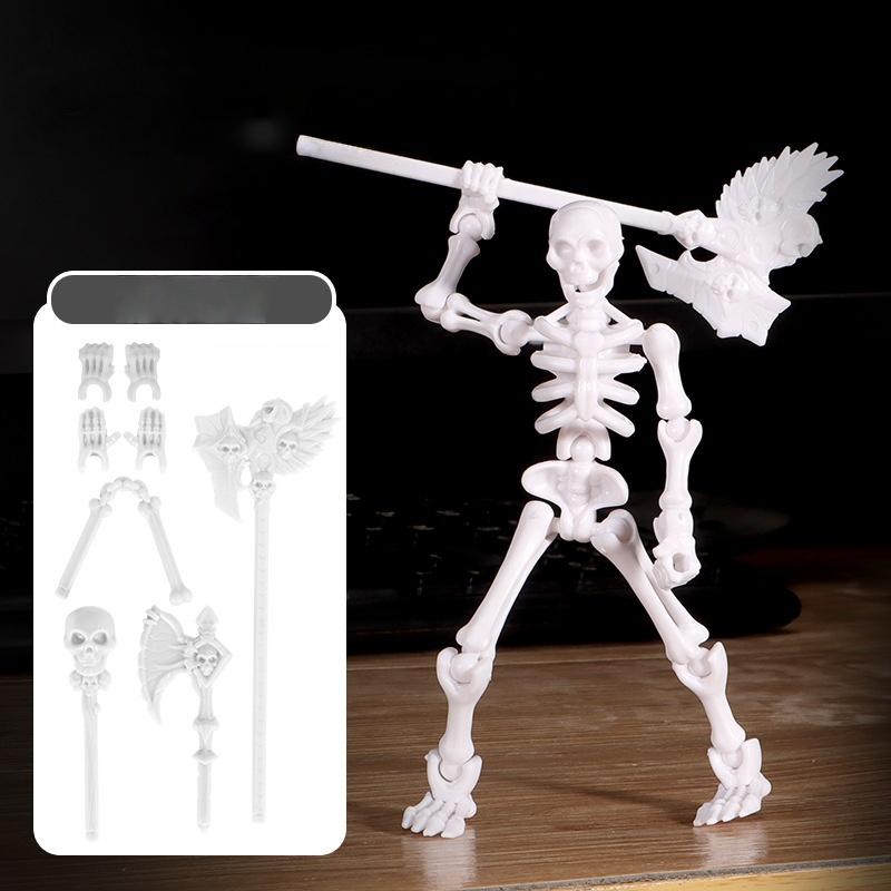 1 Set Multi-Articulable Skull And Bone Puppet Decoration Action Figures Three-Dimensional Skull Model Assembly Toy Gift