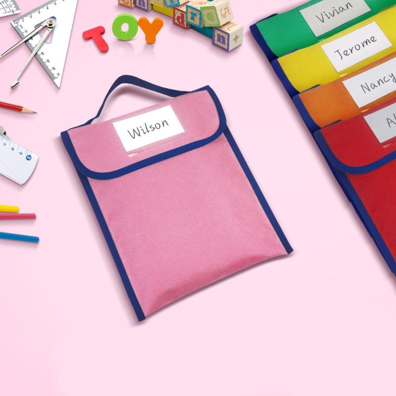 File Bag with Clear Label Window School Book Bag Portable Document Folder